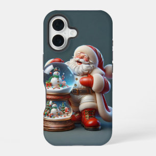 Santa mit doppelter Schneekugel, Weihnachten, Auto iPhone 16 Hülle