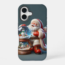 Santa mit Double Snow Globe, Weihnachten, Autor Na