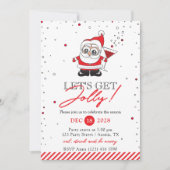 Santa mit einem Glas Wein Feierabend Einladung (Vorderseite)