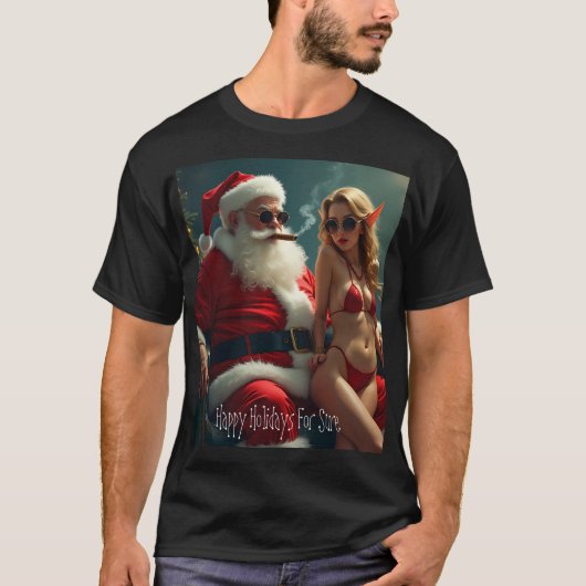 Santa mit Elfe T-Shirt (Vorderseite)