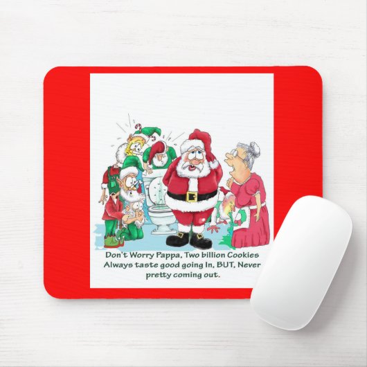 Santa mit Elfen nach zu vielen Keksen essen Mousepad (Mit Mouse)
