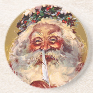 Santa mit Feder Getränkeuntersetzer