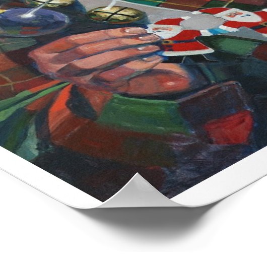 Santa mit Garland Poster (Ecke)