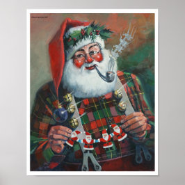 Santa mit Garland Poster