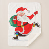 Santa mit Geschenk Weihnachten Sherpa Blanket Sherpadecke (Vorderseite)