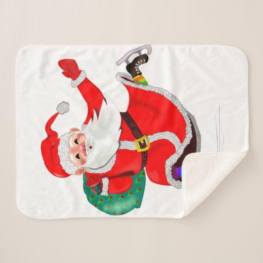 Santa mit Geschenk Weihnachten Sherpa Blanket Sherpadecke (Vorderseite (Horizontal))