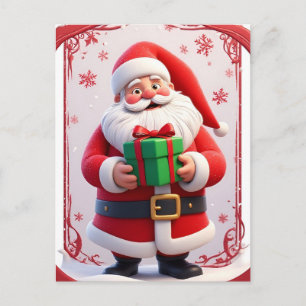 Santa mit Geschenkbox bereit für Weihnachten Postkarte