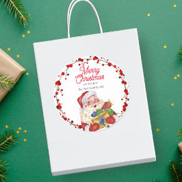 Santa mit Geschenken Aquarell personalisiert Runder Aufkleber
