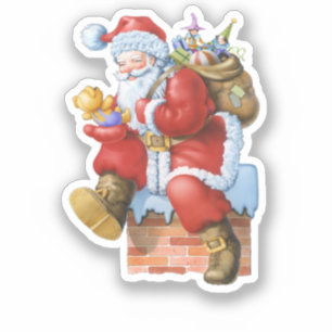 Santa mit Geschenken ausgeschnitten Aufkleber