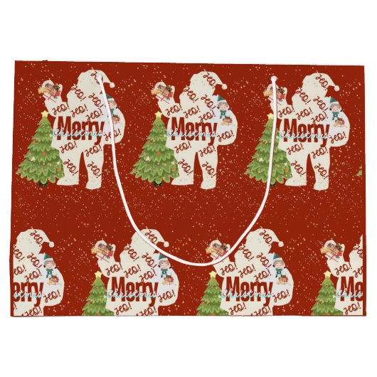 Santa mit Geschenken Große Geschenktüte (Rückseite)