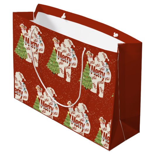 Santa mit Geschenken Große Geschenktüte (Rückseite Schrägansicht)