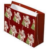 Santa mit Geschenken Große Geschenktüte (Vorderseite Schrägansicht)