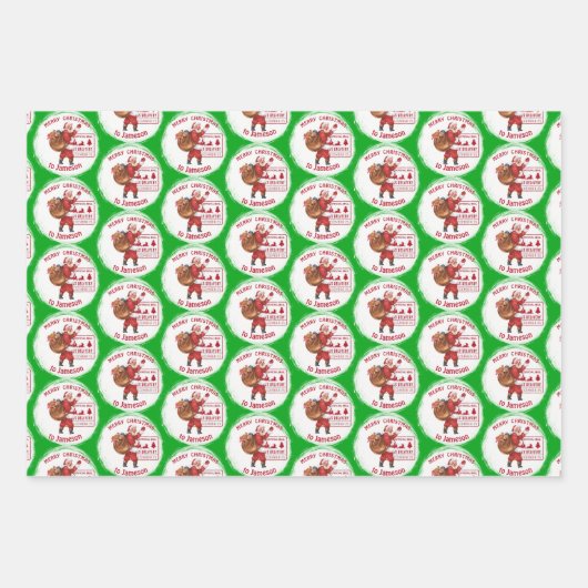 Santa mit Geschenken Special Delivery individuelle Geschenkpapier Set (Vorderseite 3)
