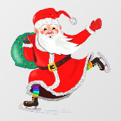 Santa mit Geschenken Weihnachtsfenster Klammern Fensteraufkleber (Blatt)