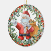 Santa mit Gesichtsmaske 2020 pro Jahr zur Erinneru Keramik Ornament (Links)