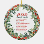 Santa mit Gesichtsmaske 2020 pro Jahr zur Erinneru Keramik Ornament (Hinten)