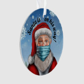 Santa mit Gesichtsmaske 2 Ornament (Vorderseite)