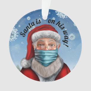 Santa mit Gesichtsmaske 2 Ornament