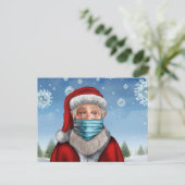 Santa mit Gesichtsmaske Postkarte (Stehend Vorderseite)