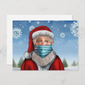 Santa mit Gesichtsmaske Postkarte (Vorne/Hinten)