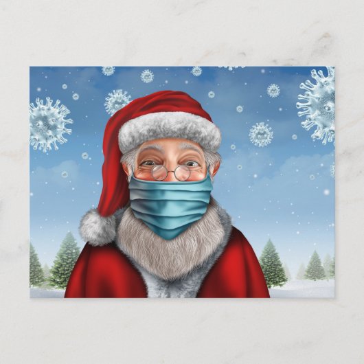 Santa mit Gesichtsmaske Postkarte (Vorderseite)