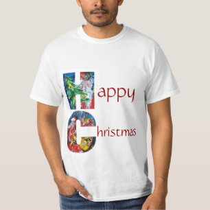 SANTA MIT GIFTS UND CHRISTMAS BAUMONOGRAM T-Shirt