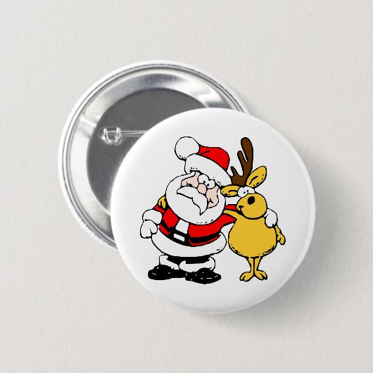 Santa mit Hirsch Button (Vorne & Hinten)