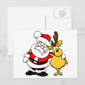 Santa mit Hirsch Feiertagspostkarte (Vorne/Hinten)