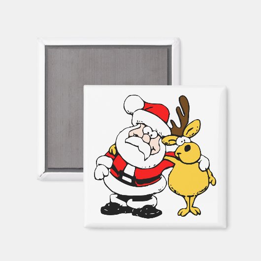 Santa mit Hirsch Magnet (Vorderseite/Rückseite)
