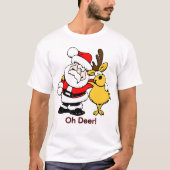 Santa mit Hirsch Unisex T-Shirt (Vorderseite)