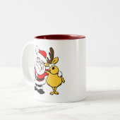 Santa mit Hirsch Zweifarbige Tasse (Vorderseite Links)