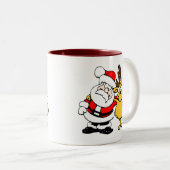 Santa mit Hirsch Zweifarbige Tasse (VorderseiteRechts)