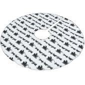 Santa mit Hund Sleigh in der arktischen Lino Print Polyester Weihnachtsbaumdecke (Schrägansicht)