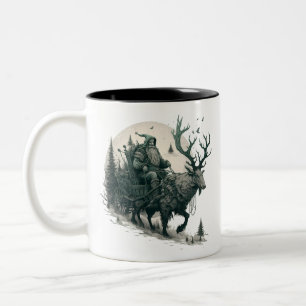 Santa mit Irish Elk Zweifarbige Tasse
