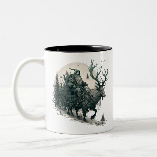 Santa mit Irish Elk Zweifarbige Tasse (Links)