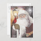 Santa mit Kardinal Feiertagspostkarte (Vorne/Hinten)