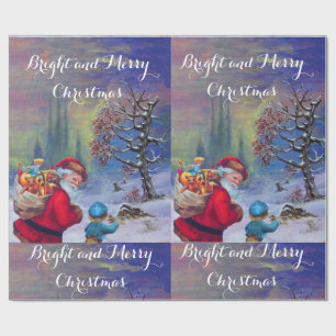 SANTA MIT KIND IM WINTERSCHNEE GESCHENKPAPIER
