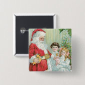Santa mit Kindern Button (Vorne & Hinten)