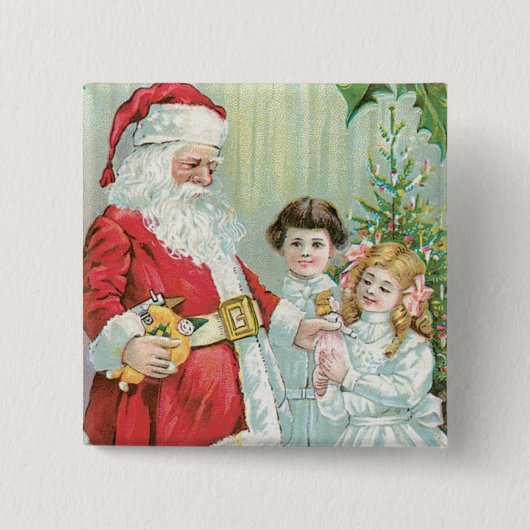 Santa mit Kindern Button (Vorderseite)