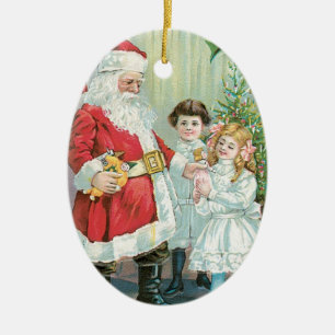 Santa mit Kindern Keramik Ornament