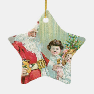 Santa mit Kindern Keramikornament