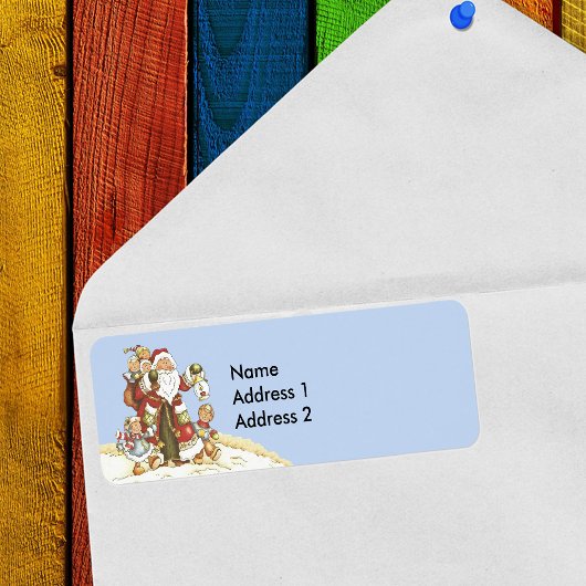 Santa mit Kindern laufen in schneeblau