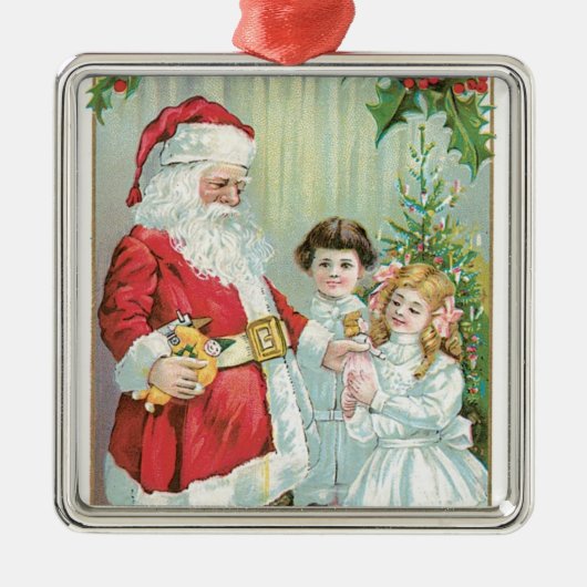 Santa mit Kindern Silbernes Ornament