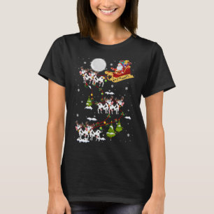 Santa mit Kuh Rentier Sleigh Xmas Lichter Kuh weit T-Shirt