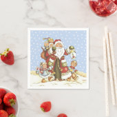 Santa mit Lattern Kinder im Schnee fallen Serviette (Beispiel)