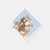 Santa mit Lattern Kinder im Schnee fallen Serviette (Ecke)