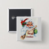 Santa mit Liste Knopf Button (Vorne & Hinten)