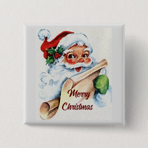 Santa mit Liste Knopf Button