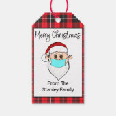 Santa mit Maskengeschenk Tag Personalisiert Geschenkanhänger (Vorderseite)