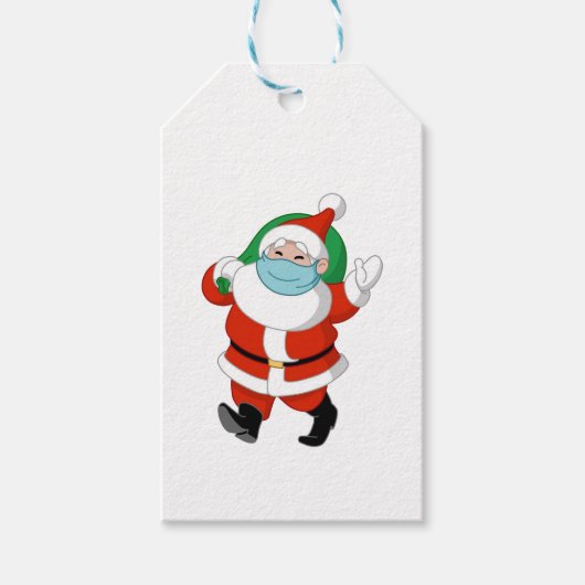 Santa mit medizinischer Maske Geschenkanhänger (Vorderseite)